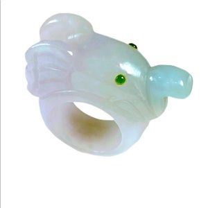Carved Jade and gemstone Ring